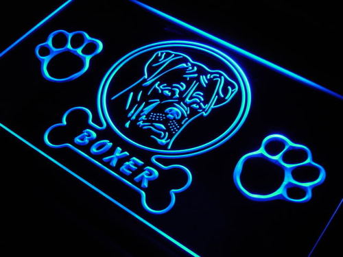 Boxer Pet Dog Paw Print Shop Neon Light Sign